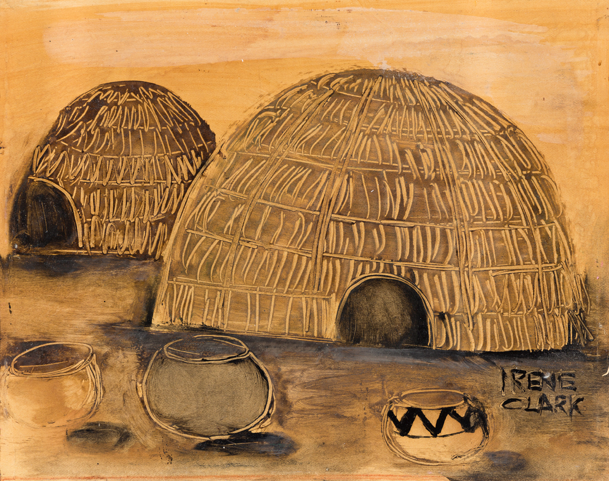 IRENE V. CLARK (1927 - 1984) Untitled (African Huts).